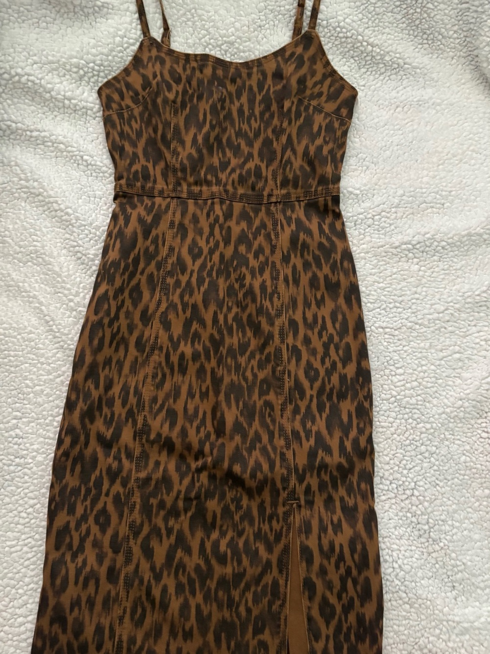 Steve Madden Brown Leopard Print Midi Slip Dress